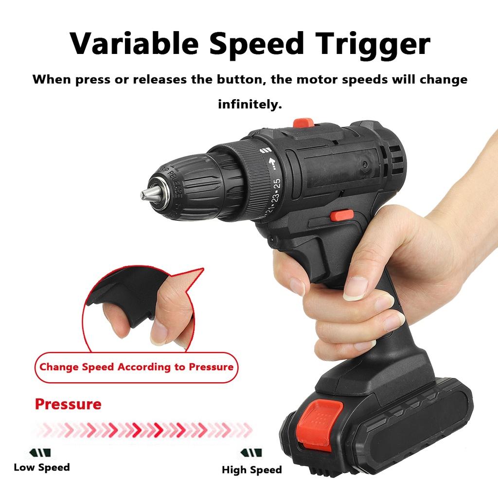 2000W 50N.m 3 In 1 Drill Hammer Variable Speed Cordless Impact Drill with 2 Batteries Cordless Electric Screwdriver