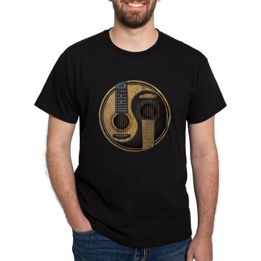

CafePress Old and Worn Acoustic Guitars Yin Yang T Shirt Men s 100% Cotton, Classic Graphic Dark T-Shirt XXXXXL чорний