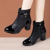 7cm Kleine Größe 32-43 Elegant Mittelhohe Blockabsätze Weiche Lederschuhe Frau 2025 Trend Herbst Winter Floral Kurzer Pelz Stiefeletten Büro