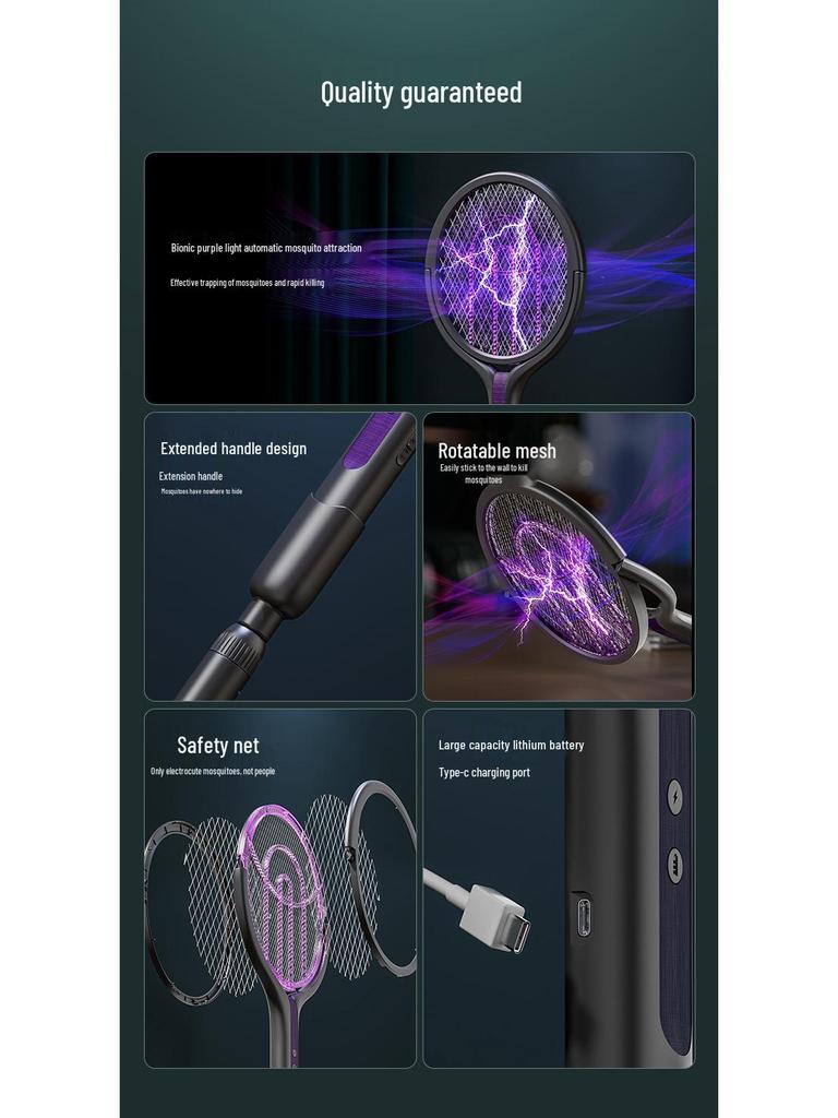 Wall-Mounted Rotating Rechargeable Electric Mosquito Swatter & Killer