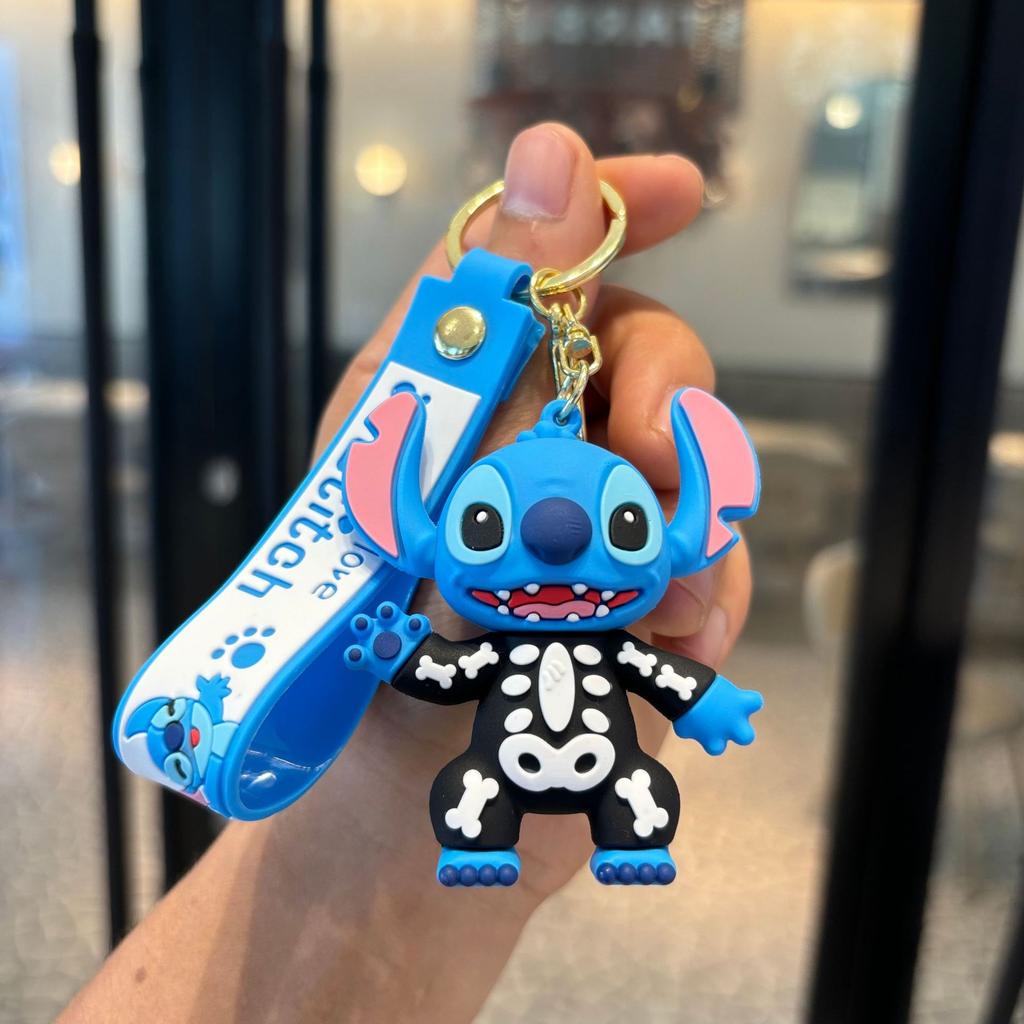 Car Cute flower Stitch bag pendant keychain Star and Stitch PVC soft plastic doll pendant couple small key chain Gift