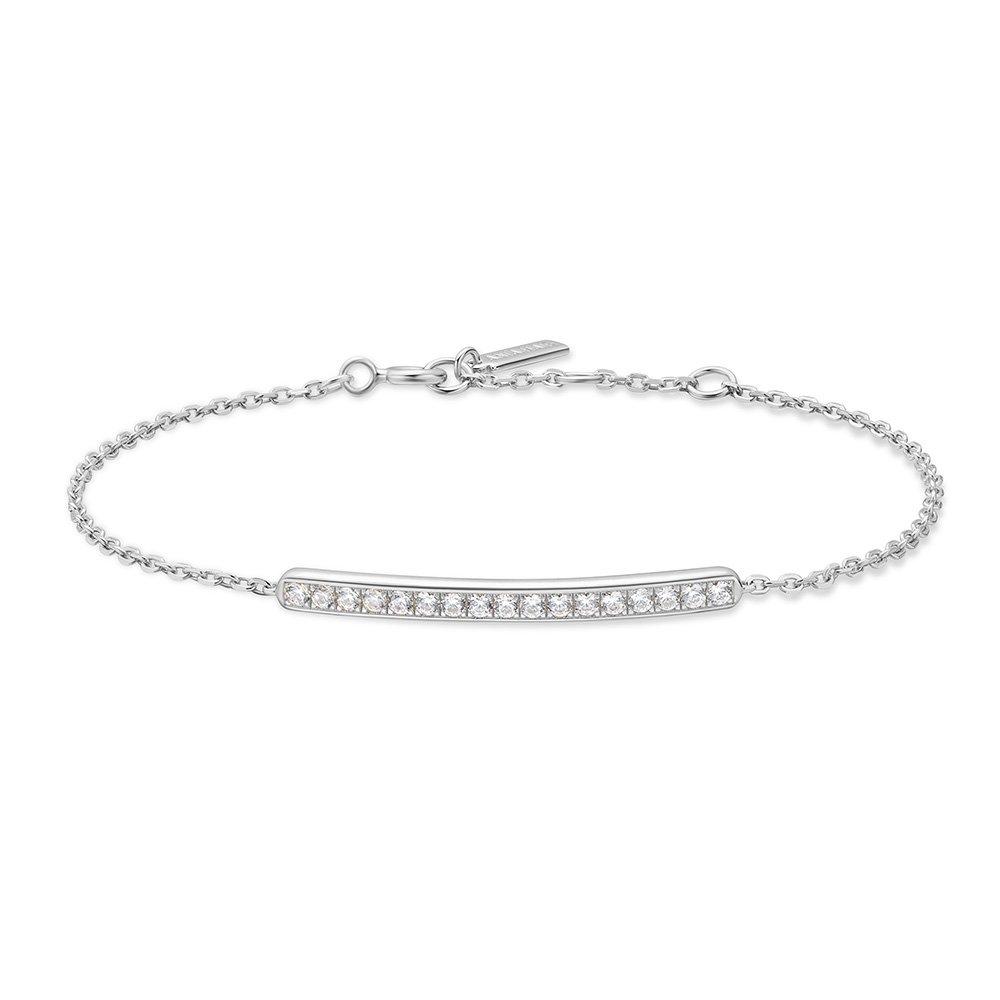 Silver Pave Bar 925 Silver Bracelet B062-02H