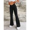 Solid-Color Fitted Flared Trousers Summer V-Shaped Waist Slimming Bootcut Pants Pants