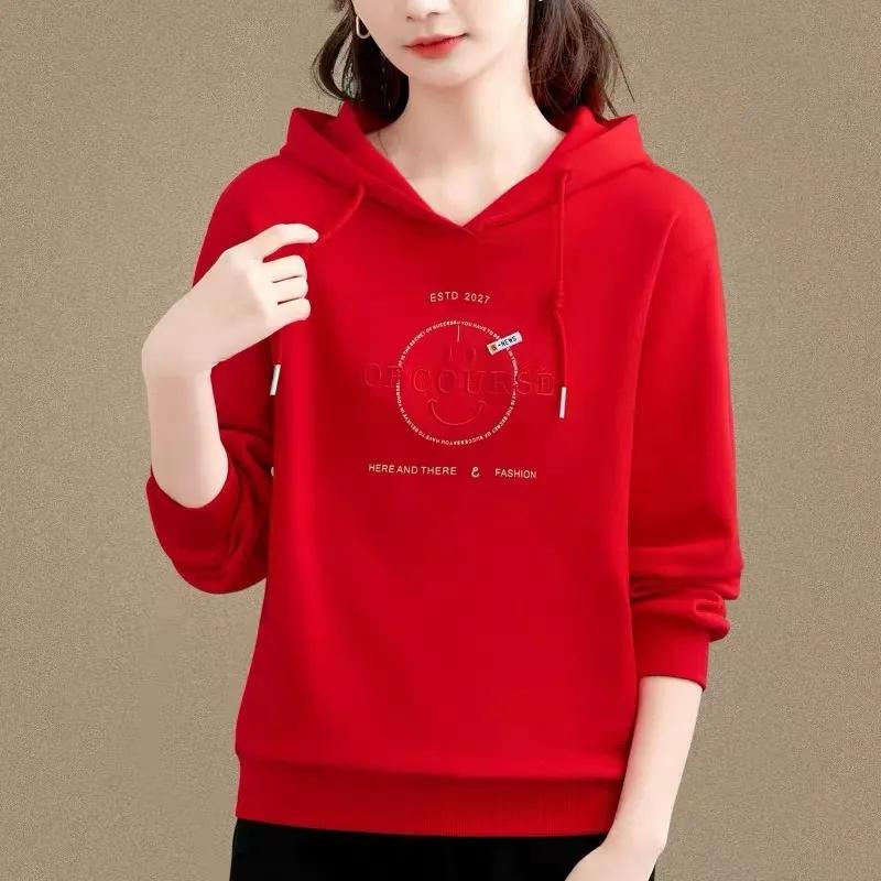 Hooded Sweater Women s Spring and Autumn Long-sleeved Blouse Temperament Loose and Thin Casual Jacket XXXXXL
