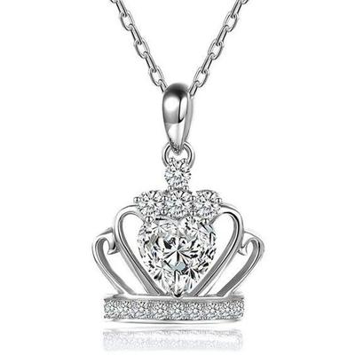 Nye Eternity Crown-halskjeder for kvinner Sølvfarget anhengskjede Luksuriøst innlagt kubisk zirkonia-halskjede Elegante tilbehør