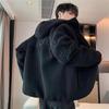 Men Jacket Coat Hooded Long Sleeve Embroidery Letter Print Solid Color Coat Zipper Placket Thick Fleece Warm Winter Outwear
