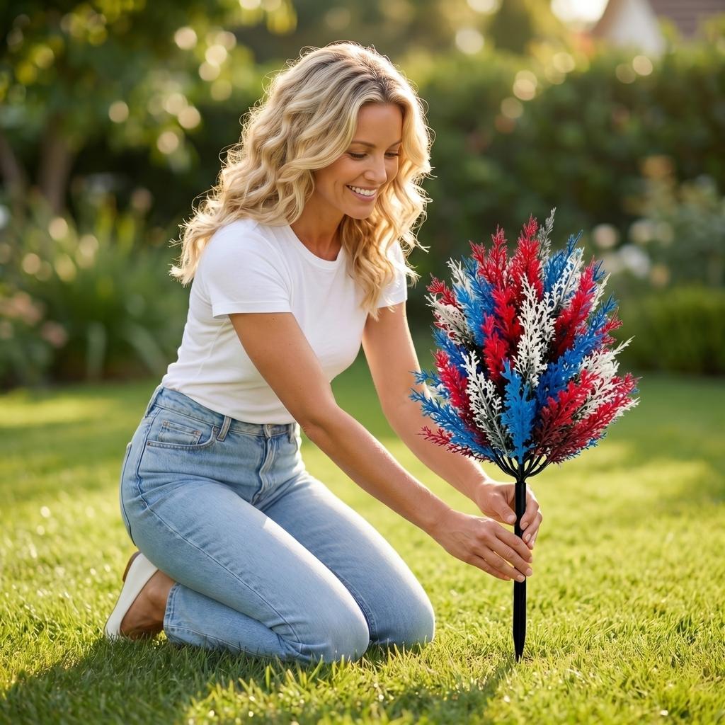 Artificial Decorative Plant Stake Outdoor Garden Lawn Yard Landscape Fake Tree Insert for Holiday and Seasonal Decoration 48cm Height