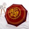 1 STuks Automatische Vouwparaplu - Orthodoxe Adelaar Rood Patroon, Draagbaar & Opvouwbaar Ontwerp met 8 baleinen, Kerst Verjaardagscadeaus