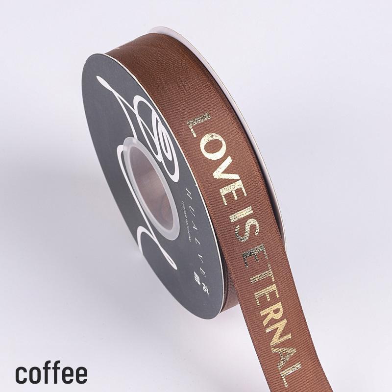 Gold-stamped Polyester Gift Ribbon Bow for Cakes & Floral Packaging