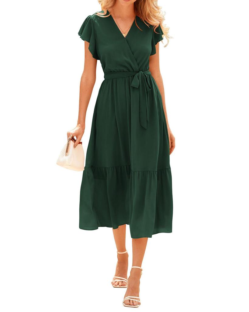 2024 Women's Summer Short-Sleeve Elastic Waist Chiffon Dress