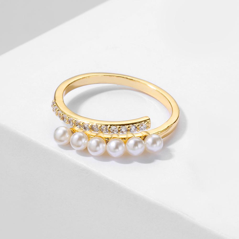 ZAKOL Korean Fashion Gold Color Round Small Zircon Open Ring Shiny Zircon Minimalist Women Daily Accessories