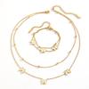 INS Style Titanium Steel Sweet Butterfly Pendant and Double Layer Bead Clip Jewelry Set for Women