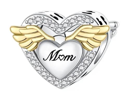 Copper Metal Full Diamond Charm Bead Components Colorful Heart Blooming Rose Round Bead Components Pendant Bead Component Compatible With Authentic