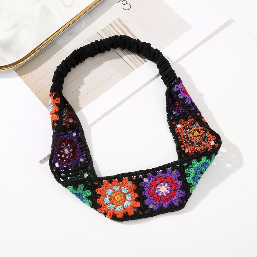 Bandeau Turban Tricoté Prune Rétractable Dames Rétro Plaid Fleur Bandeaux Bandana Accessoires de Coiffure