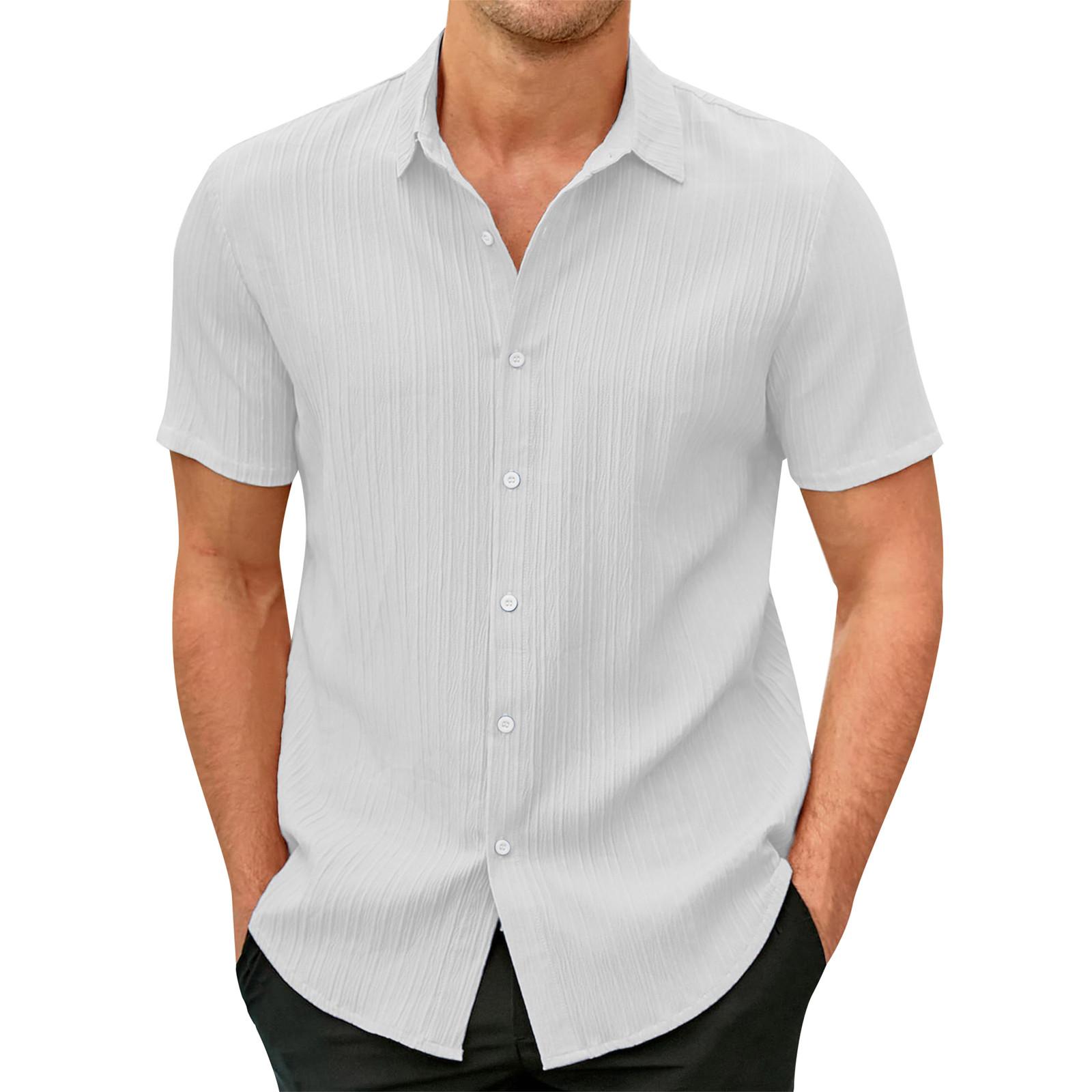 

Гавайская рубашка для мужчин, мужские винтажные рубашки для боулинга на пуговицах, летняя пляжная рубашка с коротким рукавом XL белый