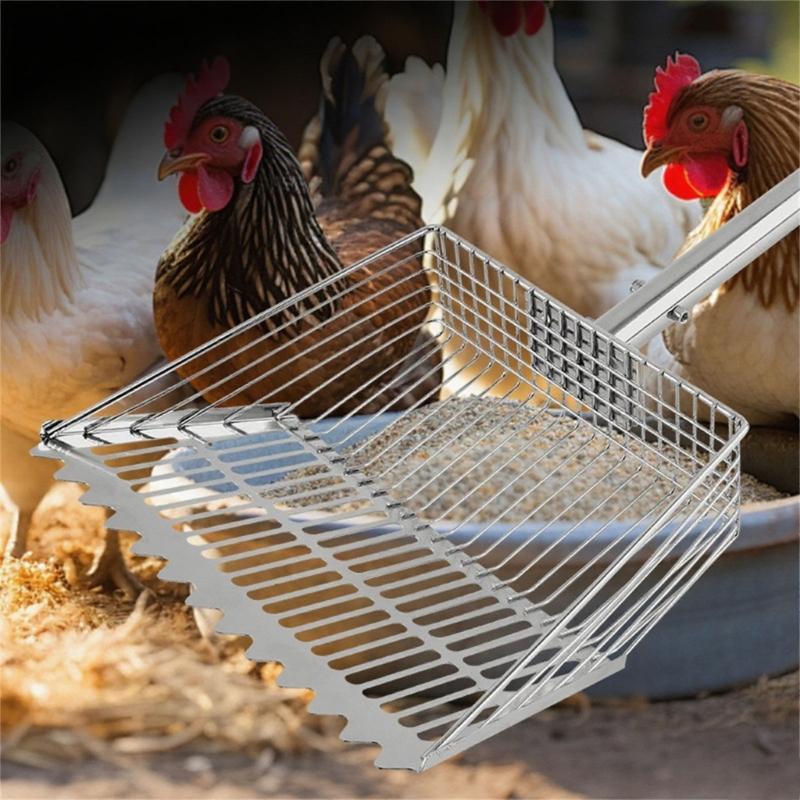 Extended Handle Poultry Sifting Shovel MultiPurpose Cleaning Tool Litter Scooper for Chicken Coops and Pet Waste Removal