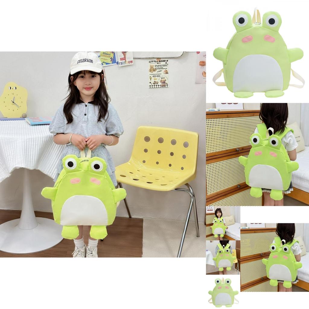Entzückender grüner Nylon-Frosch-Rucksack für Kinder Jungen und Mädchen Atmungsaktive Träger