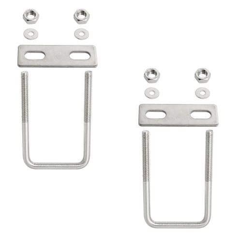 Aopin Square U-Bolts, 1.57" (40mm) Inner Width U-Bolt Brackets, 304 Stainless Steel, M6 Nuts, Plates, and Washers for Automotive/Car/Trailer Bumpers,