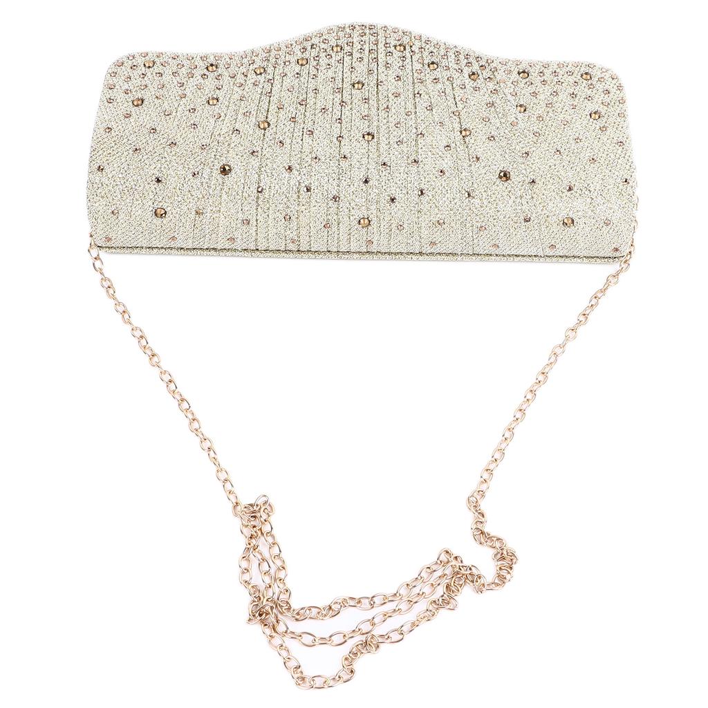 Women Evening Bag Sparkly Glitter Rhinestone Multifunctional Handbag for Dinner Party Wedding Gold Free Size