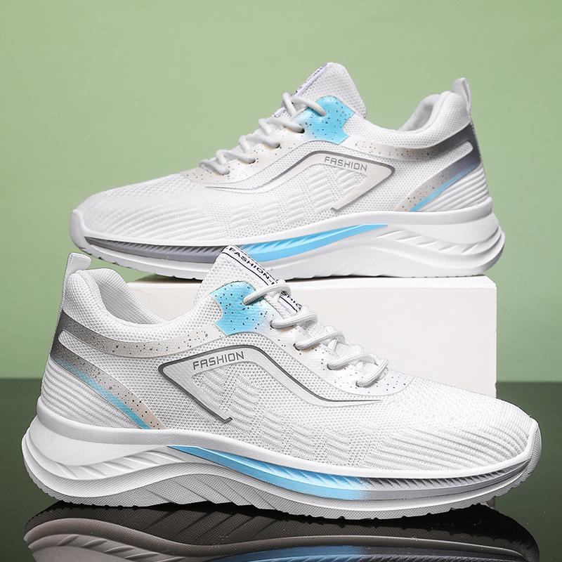 New men's daily fashion thick-soled fly-woven lace-up casual versatile four-season can wear breathable sports style men's shoes