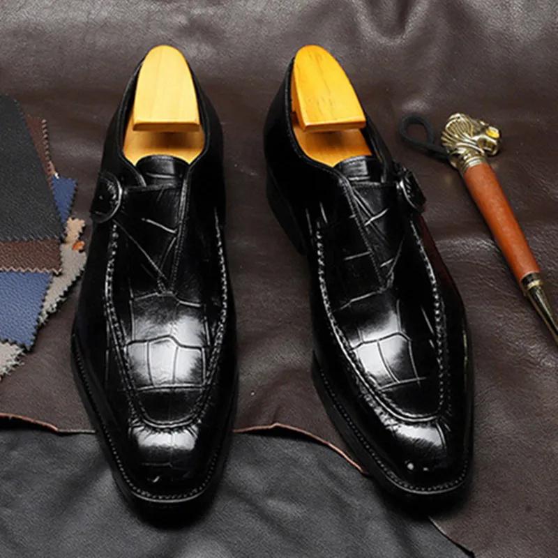 Men dress Shoes Slip-On Black Crocodile Pattern leather Loafers Mens Dress Shoes Wedding Office Shoes For Men moccasins
