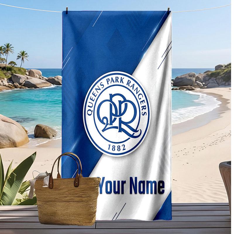 Queens Park Rangers FC Asciugamano da Spiaggia Stampato Personalizzato Logo Calcio Supporto Nome Testo Personalizzato Asciugamano Assorbente Per Sport Viaggio Regalo Speciale