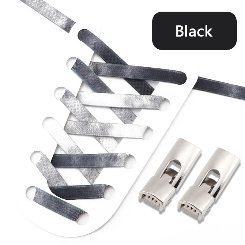 Rainbow Elastic Sneaker Laces Cross Buckle No Tie Shoelaces Adults Kids 8MM Wide Flats Rubber Running Shoelace Shoe Accessories