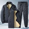 New Men's Warm Lambskin Vest Jacket with Ultrasonic Cotton Pants for Autumn and Winter