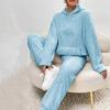 Autumn and Winter Solid Color Women's Clothing, Hooded Long Sleeved Patch Pocket Casual Pants Home Two-piece Set