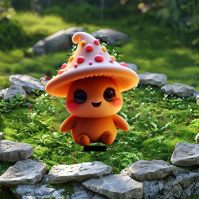 

1pcs cute mushroom elf garden stakes, 2D flat courtyard decoration stakes. Potted Garden Plant Decoration