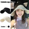New Foldable Large-brim Sun Hat Summer Travel Sun Protection Hat Women Solid Color Fisherman Cap Outdoor Empty Top Visor Cap