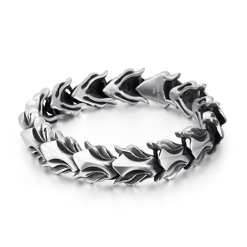 Punk Rock Viking Cuban Curb Bracelet Wrist Men Retro Hiphop Stainless Steel Charm Chain Male Dragon Bracelets Bangle Jewelry