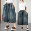 Echte Foto Grote Maten Dames Zomer Los Patchwork Verweerd Denim Wijde Pijp 7/8 Broek