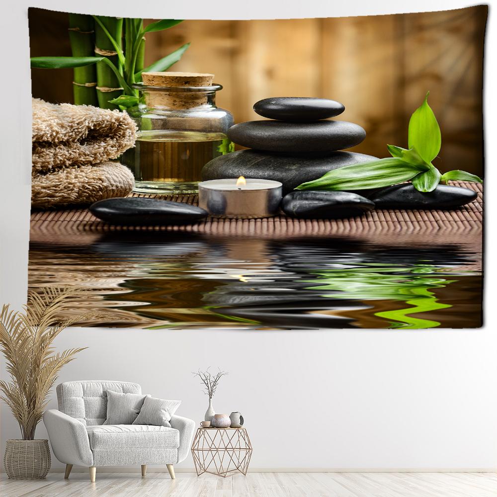 

Бамбуковый лес и каменный пейзаж, гобелен, настенный богемный природный пейзаж, минималистский художественный декор для комнаты, спальни, дома 200x150CM