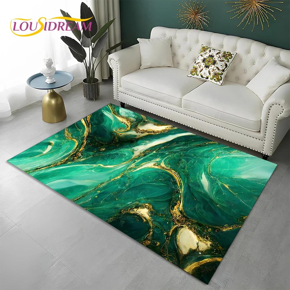 Green Gold Blue Black Marble Nordic Carpet Rug for Home Living Room Bedroom Sofa Doormat Decor,kid Area Rug Non-slip Floor Mat