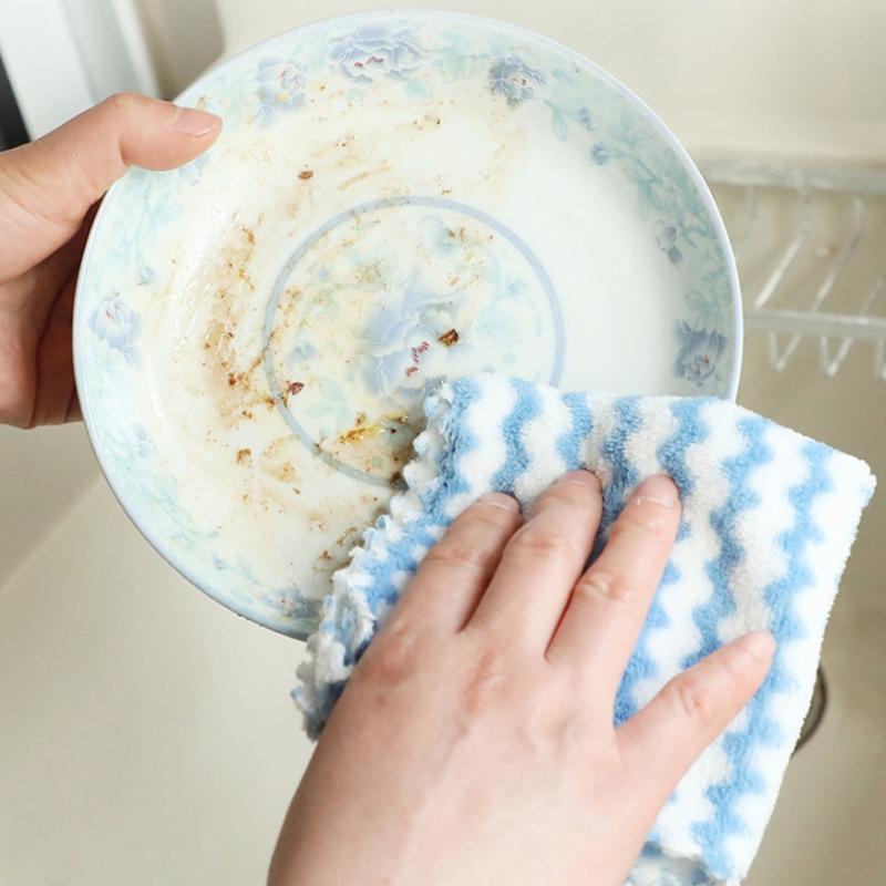1/5/10Pcs Kitchen Cleaning Rag Dish Washing Cloth Scouring Pad Dry and Wet Kitchen Cleaning Towels