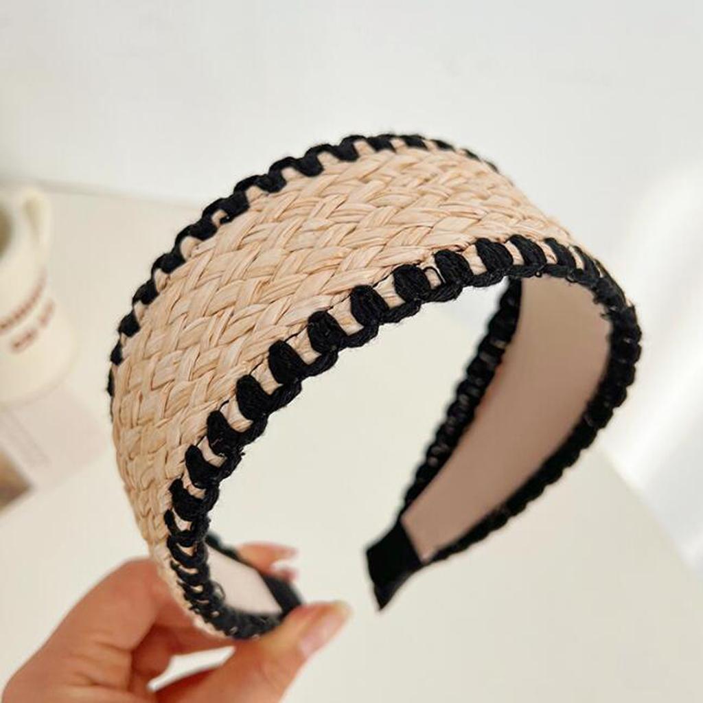 PROLY New Fashion Hairband For Women Straw Braided Patchwork Headband Cool Turban Summer For Adult Hair Accessories