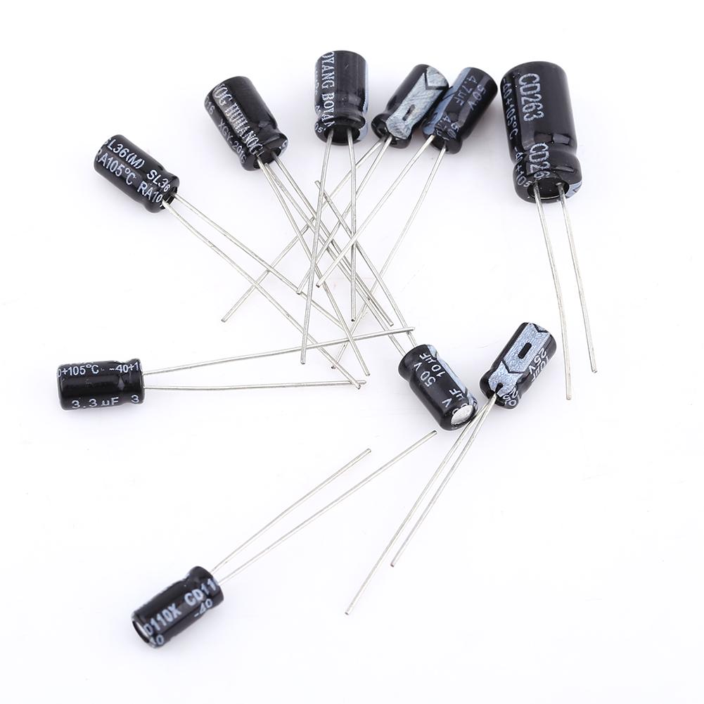 125pcs Electrolytic Capacitor Assortment Kit Set 1uF.2200uF 25 Values, Miniature, Popular,  , Packed In Plastic Bags, Suitable for