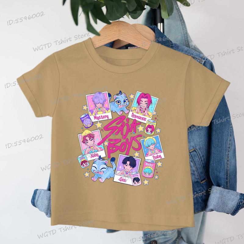 Baby Girls Boys Clothing KPop Demon Hunters Saja Boys T-shirt Tops Cartoon Cute Kids Clothes Harajuku Cotton Baby Girls T Shirt