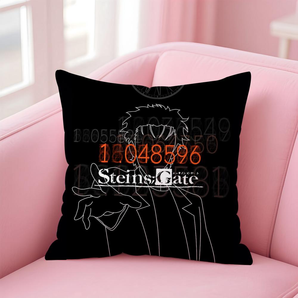 Anime S-Steins Gate Cushion Cover Comfortable Reversible Pillow Cover Ideal for Car Sofa Bedroom & Beyond