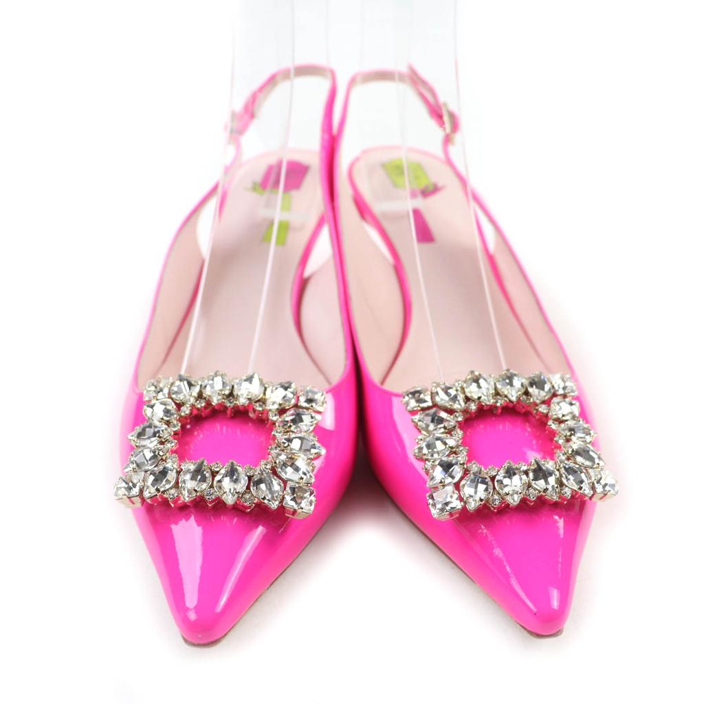 Roger Vivier Pumps Virgul Strass Schnalle rosa Lackleder Damen 38 Gebraucht