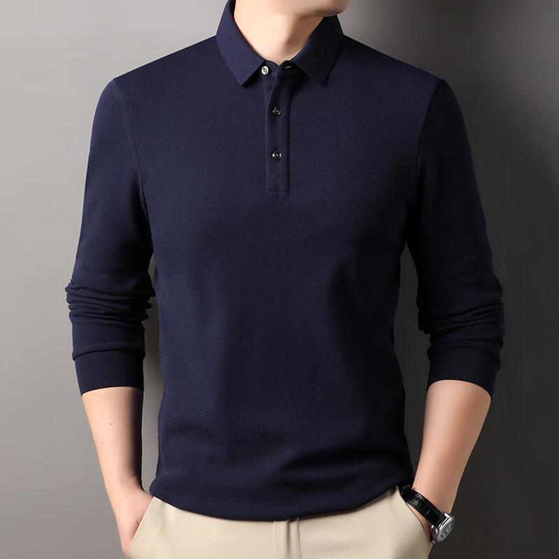 Yalu Men's Pure Cotton Long Sleeve Polo Shirt
