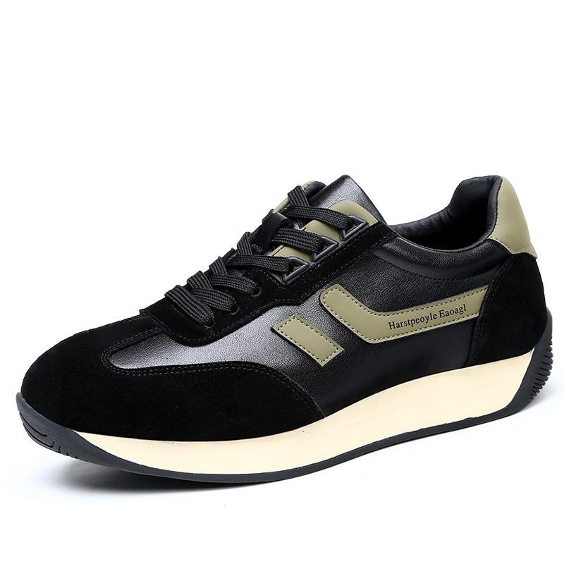 Spring new breathable thick baseplate shoes men's trendy shoes European station men's shoes genuine leather men's trendy sports and leisure shoes