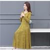 Abito Maxi Lussuoso Jacquard Floreale Girocollo Maniche Lunghe per Madri Elegante Abito da Ballo