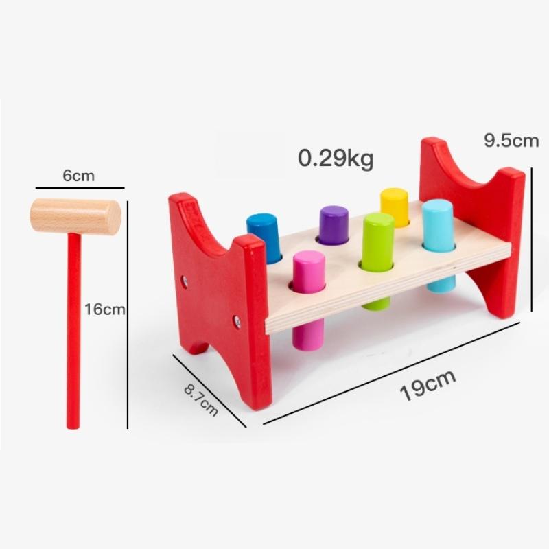 Montessori Wooden Hammer Toy Children Fine Motor Training Sensory Game Color Cognition Set Educational Toy for Autistic Children
