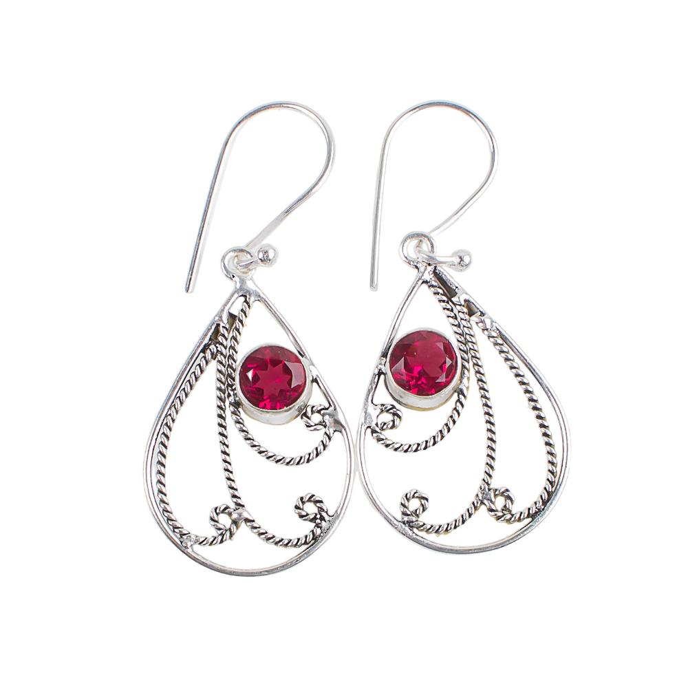 Pink Rubellite Gemstone 925 Sterling Silver Handmade Dangle Earrings 1.84" Daily Wear Jewelry For Women EE-79-12