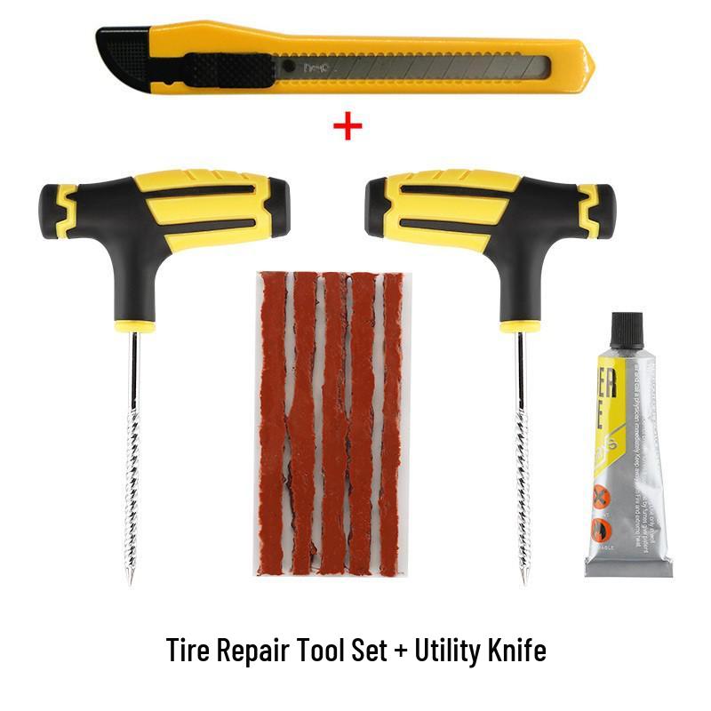 Notfall-Reifenreparaturset für Autos & Motorräder - Schnellversiegelungs-Klebestreifen & Flüssigkeit