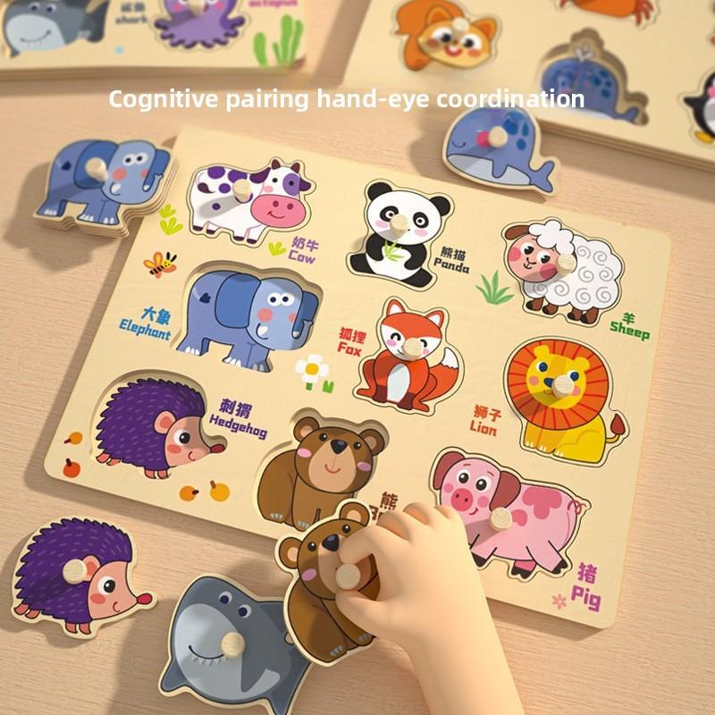 Wooden Children Puzzle Blocks With Number And Letter Matching
