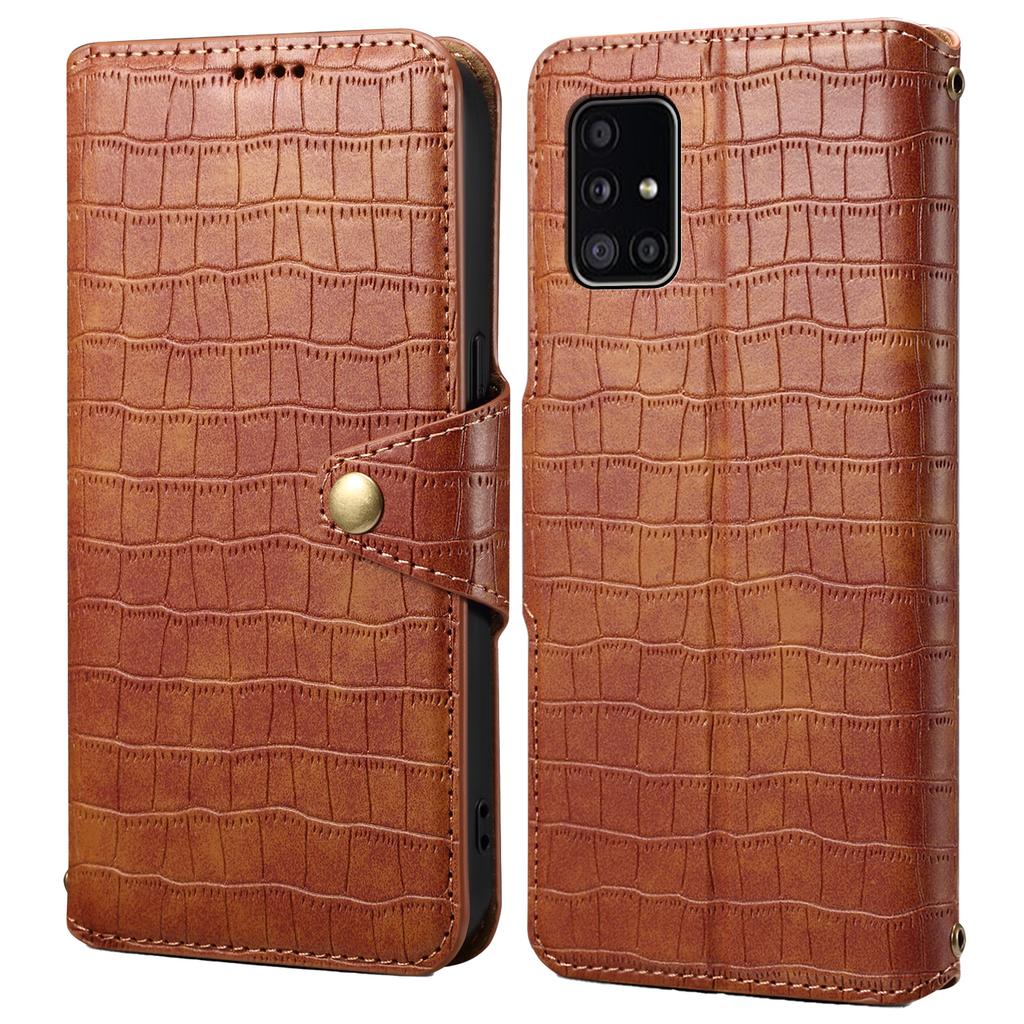 For Samsung Galaxy A51 4G SM-A515 Wallet Case PU Leather Crocodile Texture Phone Cover
