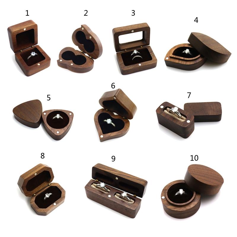 Boîte d'anneau de fiançailles unique pour demande en mariage Taille de poche fine Boîte à anneau en bois type briquet pour hommes femmes